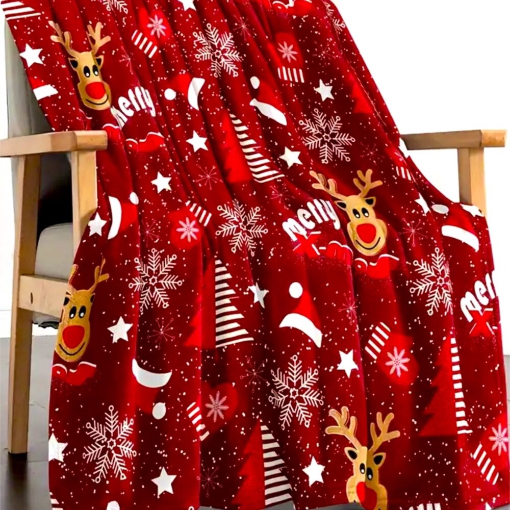 Reindeer Christmas Plush Throw Blanket